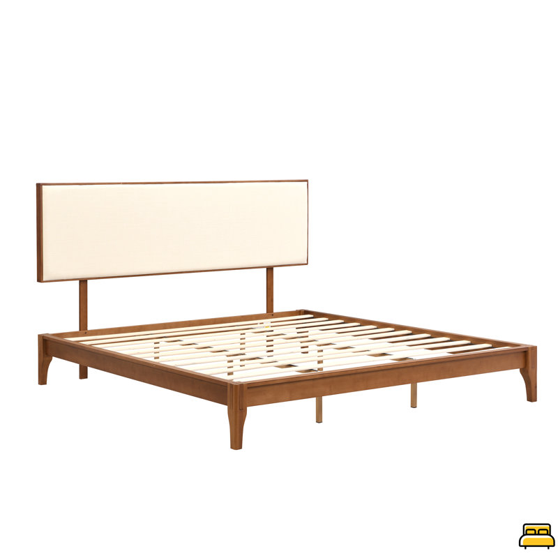 Lit plateforme très grand en bois de bambou sec de très grande taille, avec tête de lit tapissier ajustable à structure en bambou, assemblage facile