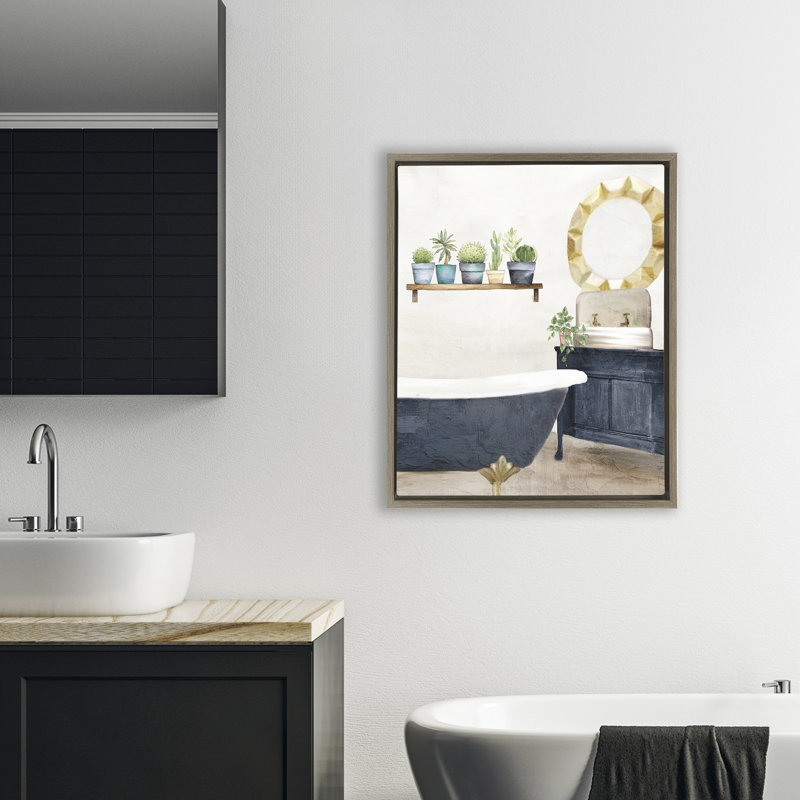 Cadre flottant bleu pour salle de bain, design par Kim Allen, Cadre flottant orme Montalcino, H 31 po x l 25 po