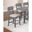 Dossier moderne gris de 2 chaises de salle à manger avec siège rembourré doux et structure contemporaine rembourrée en tissu-288402332