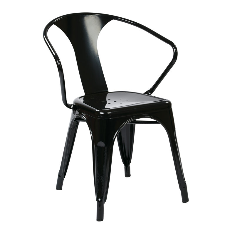 Chaise de bureau empilable Alazay, Noir, Ensemble de 2