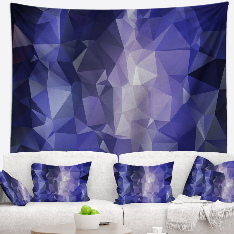 Tapisserie de motif en mosaïque polygonale de bleu abstrait, H 78 po x l 92 po