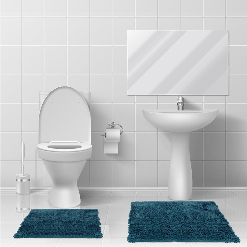 Microfiber Non-Slip Bath Rug, Teal