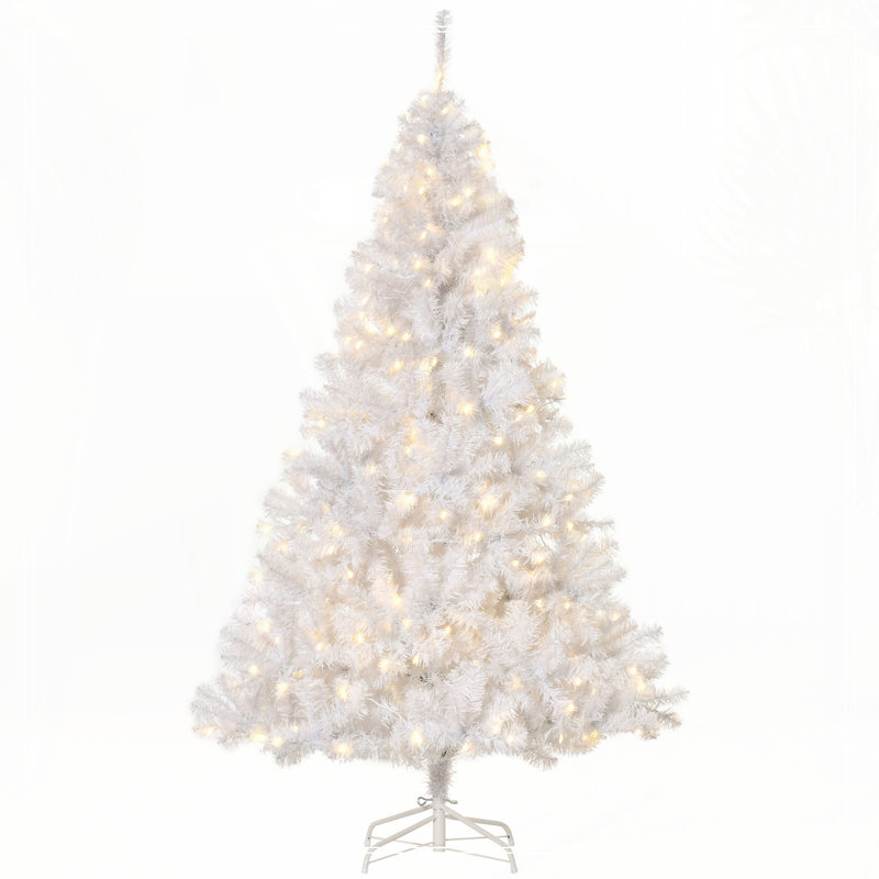Sapin de Noël artificiel de 6 pi avec branches réalistes, 250 lumières DEL blanc chaud et 1000 pointes, blanc