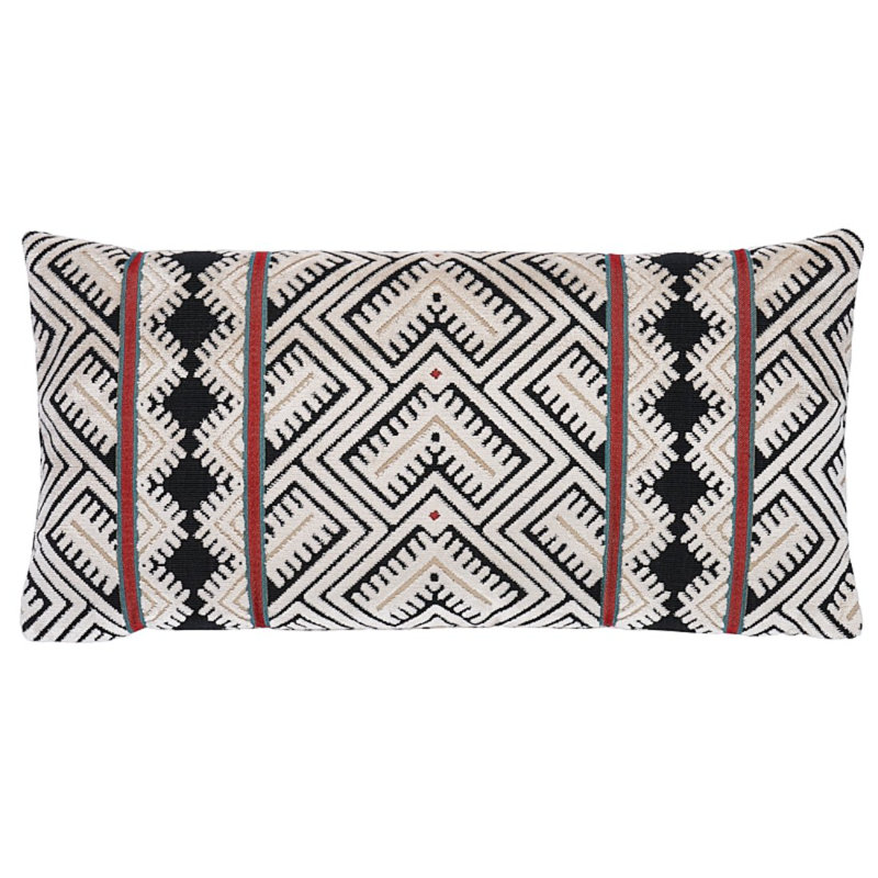 Parvin Velvet Pillow, Black/Ivory