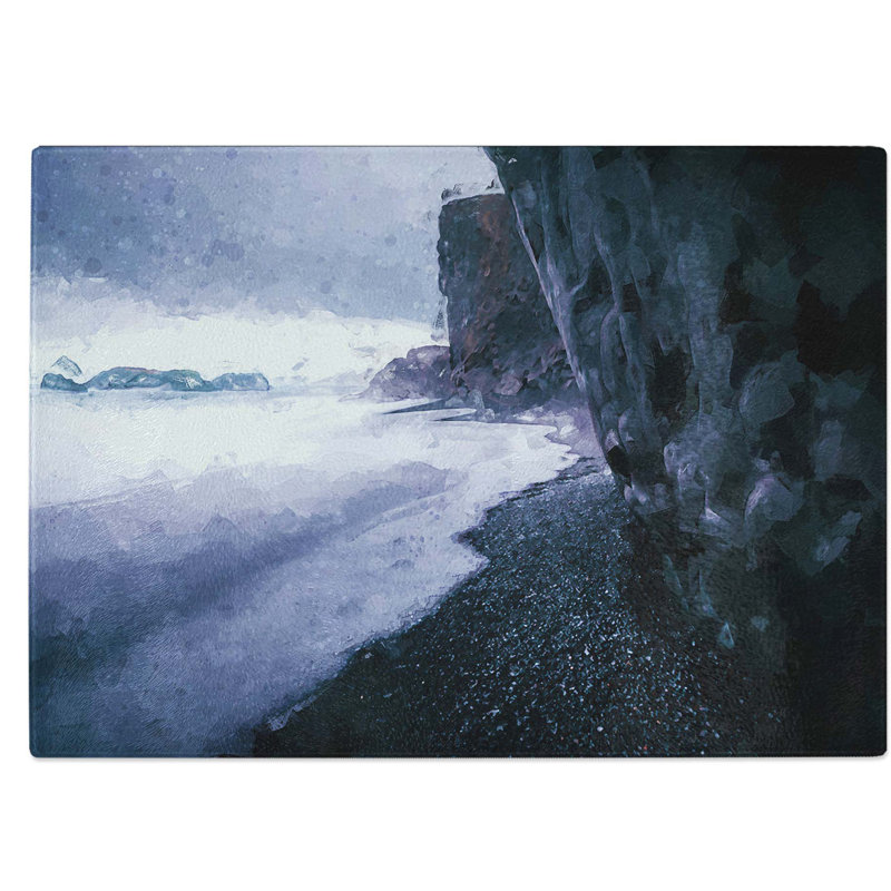 Tempered Glass Beach in Iceland Chopping Board, 39 cm W x 28.5 cm L