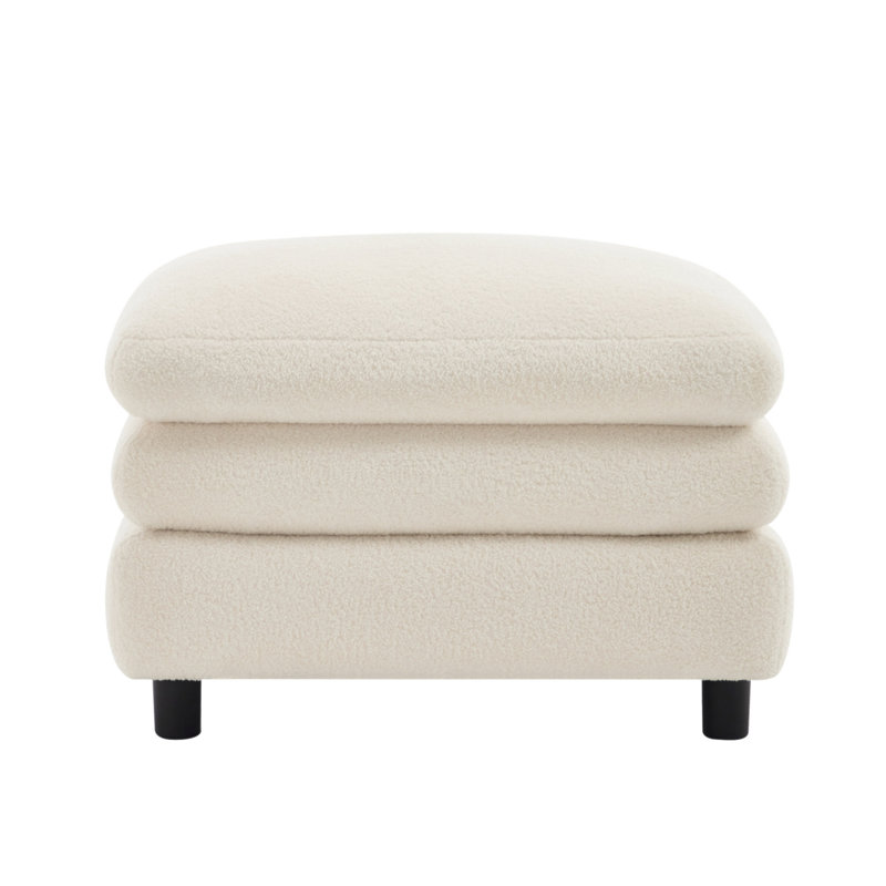 Vitoria Curved Ottoman Teddy Fabric, Beige
