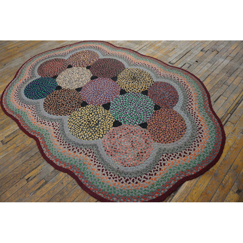 Antique Braided Hallway Runner Wool Multicolor Rug