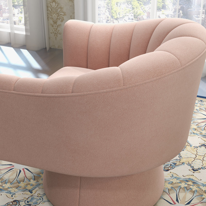 Aketza Velvet Swivel Barrel Chair, Pink