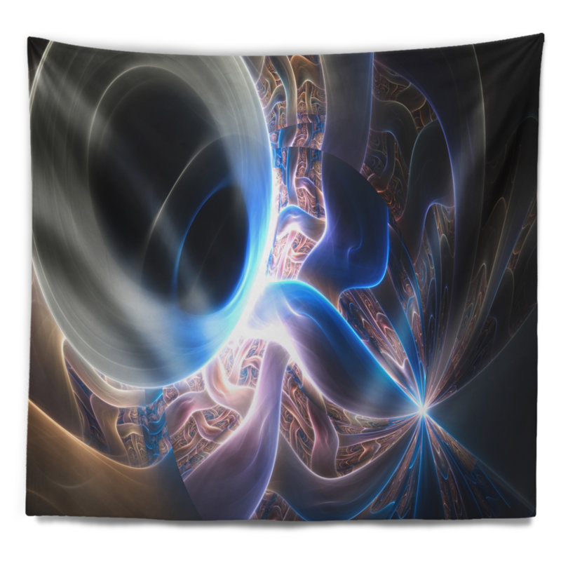Tapisserie à plasma en argent bleu brillant abstract, H 50 po x l 60 po