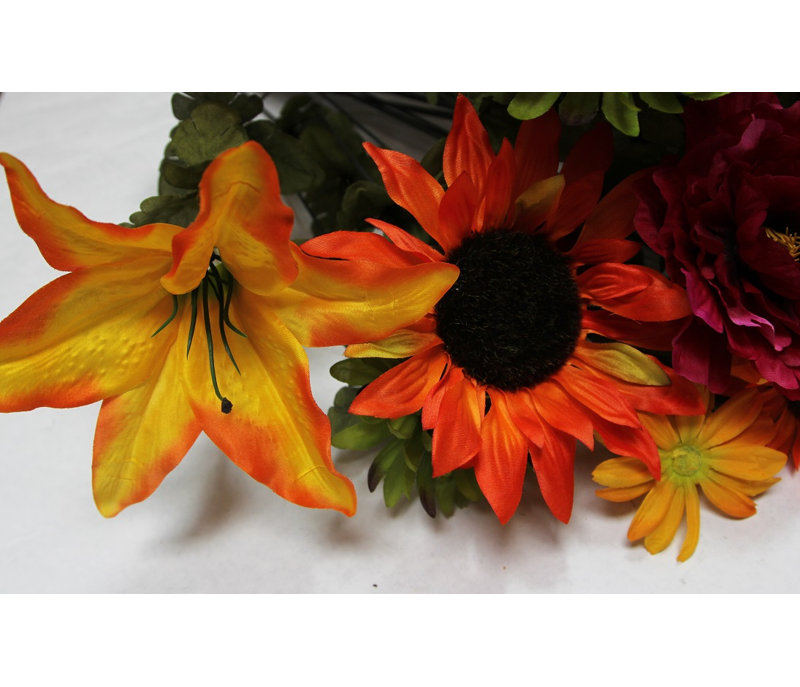 Douille mélangée 36 fleurs, Orange/lilas/olive