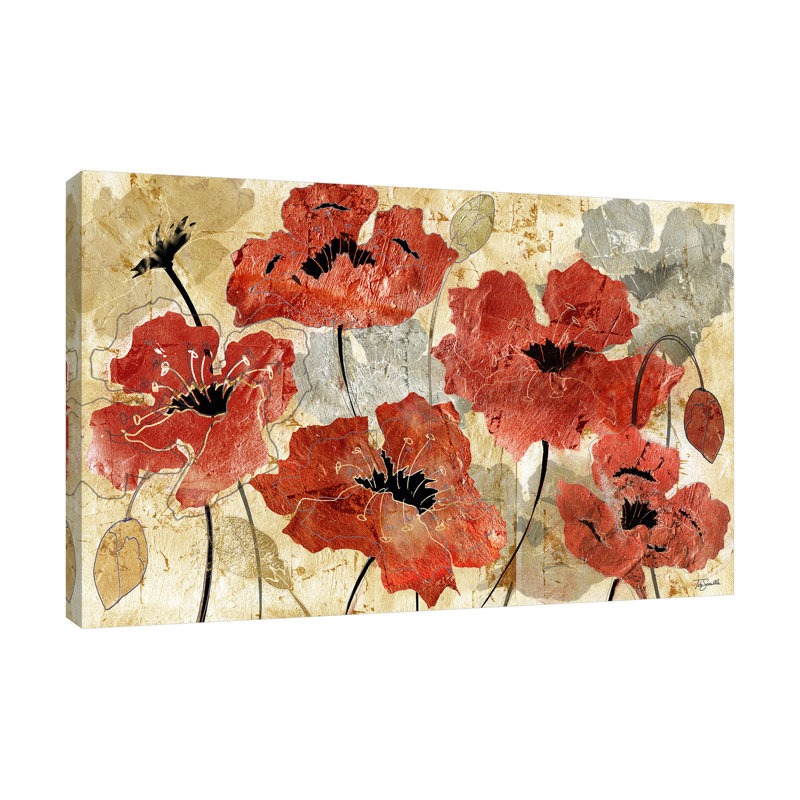 Silver And Red Poppies by Tre Sorelle Studios - Wrapped Canvas Painting, 71 cm H x 107 cm W