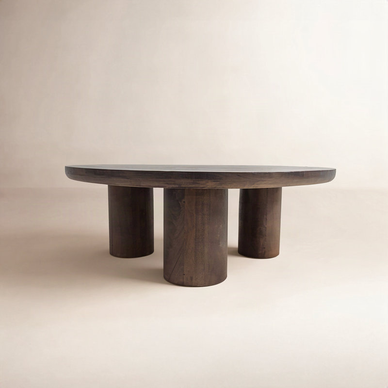 Table basse ronde en bois massif Columnia, Brun cacao