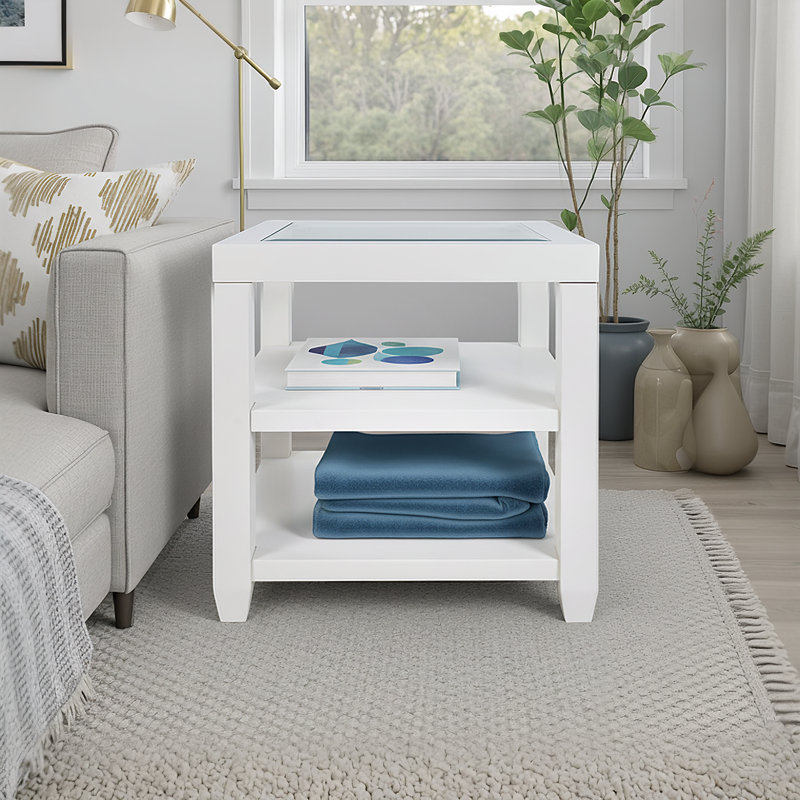 Table de bout avec rangement Jessim, Blanc