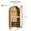 Armoire à vin arquée moderne avec portes en verre, tiroir et support à vin, rangement pour boissons alcoolisées autoportant à 3 niveaux avec poignées dorées, pour la salle à manger ou le salon-2013419314