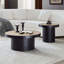 Ensemble de 2 tables basses rondes en pierre frittée, élégantes et durables pour les salons modernes et les espaces de loisirs