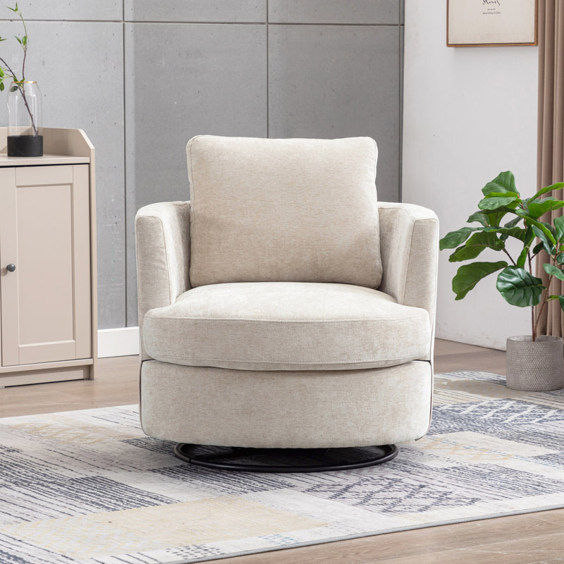 Chaises d'appoint pivotantes, chaise compacte moderne en chenille beige pour la maison