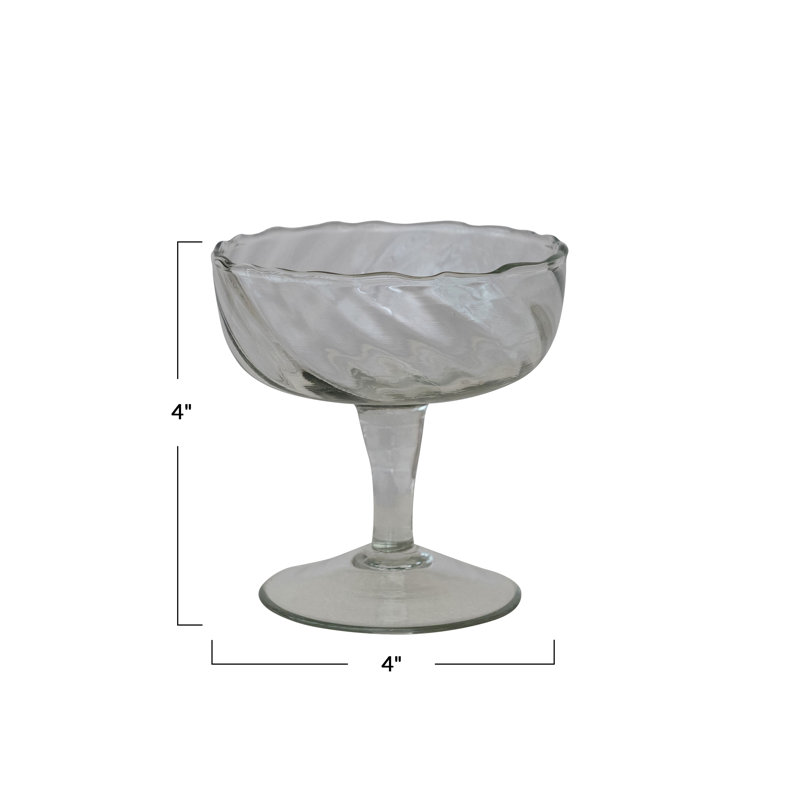 Hand-Blown Twisted Stemmed Coupe Glass