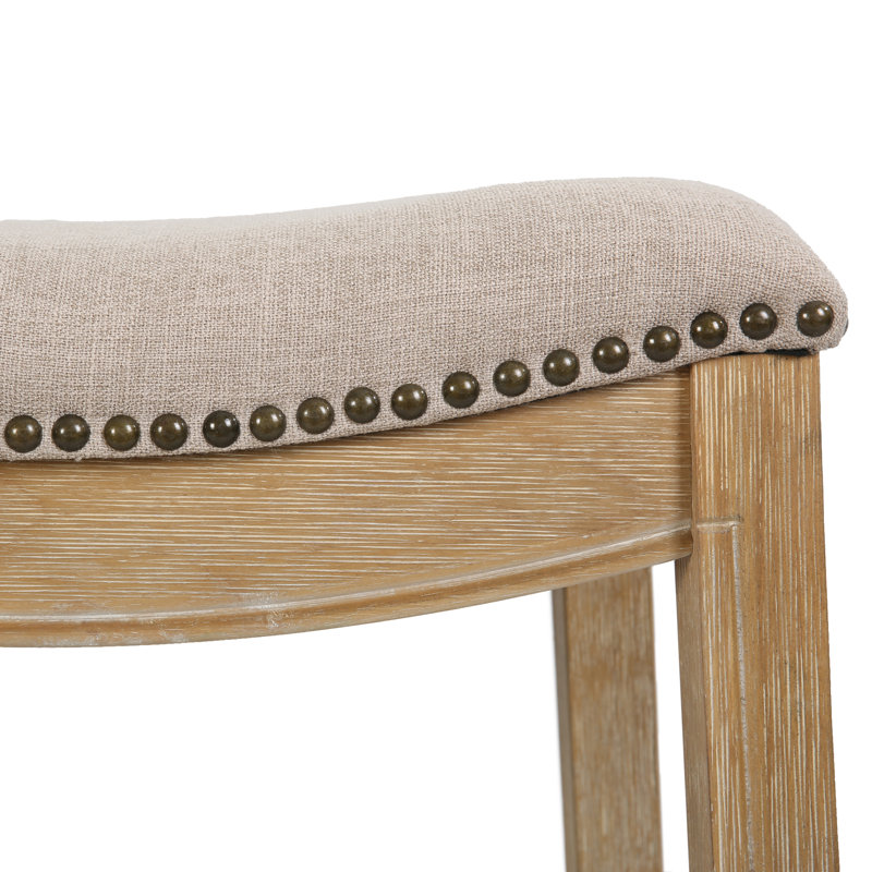 Tabouret de bar et de comptoir McGreevy, Siège en tissu gris / structure en chêne naturel, 1