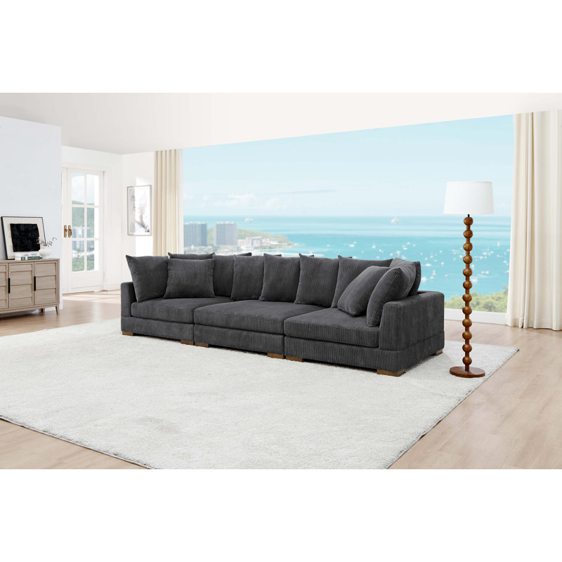 Aulikki 135'' Square Arm Sofa, Gray