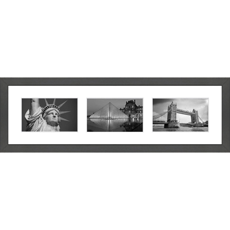 Kiren Wood Picture Frame with Mat, Dark Grey