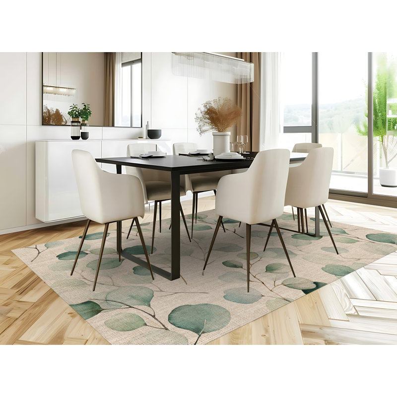 Burchett Vinyl Machine Printed Area Rug, Rectangle 3'3.4" x 4'4.4"