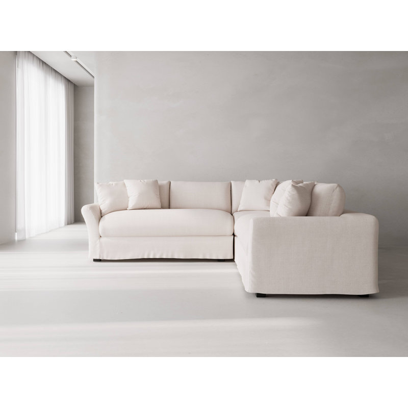 Canapé modulaire 2 L Studio, Mélange de polyester ivoire Nevis