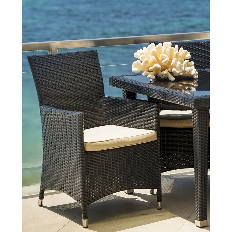 Ensemble de conversation en osier Pavior, Sunbrella® beige, Noir