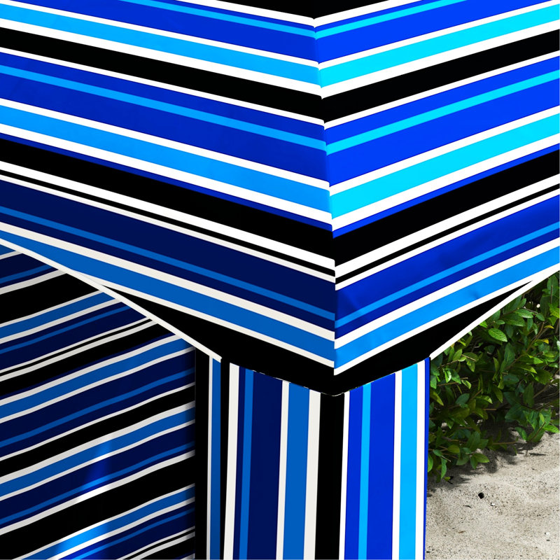 Abri de plage portatif à rayures bleues - 5,9 pi x 5,9 pi, résistance, évents, sacs de sable, rayure de parasol pratique, écran solaire,