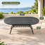 Table de salle à manger d'extérieur en aluminium coulé noir de 81,89 pouces avec trou pour parasol
