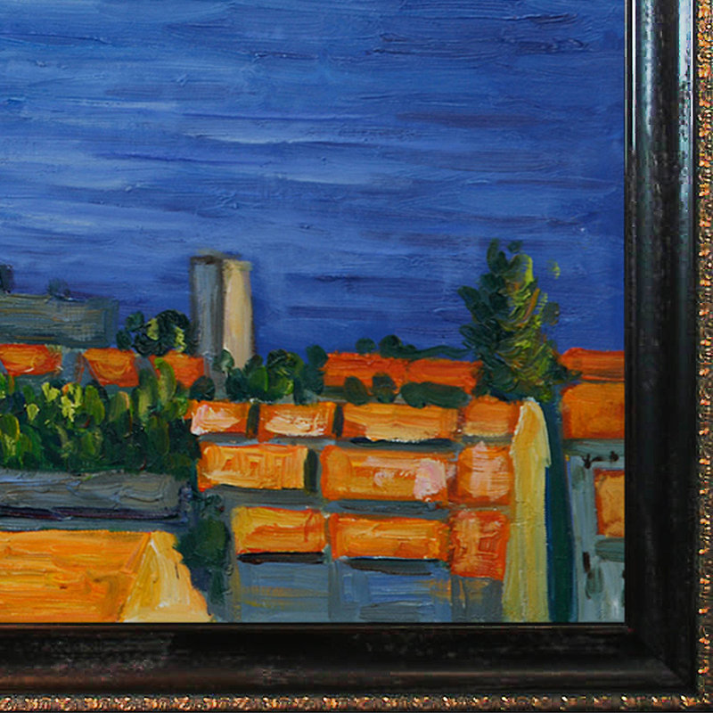 Reproduction d’art sur toile, "la baie de marseille" par paul cezanne, H 23 po x l 27 po x P 2 po, Noir / or