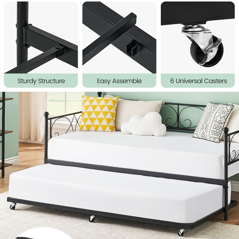 Twin Size Daybed And Trundle Frame Set, Black