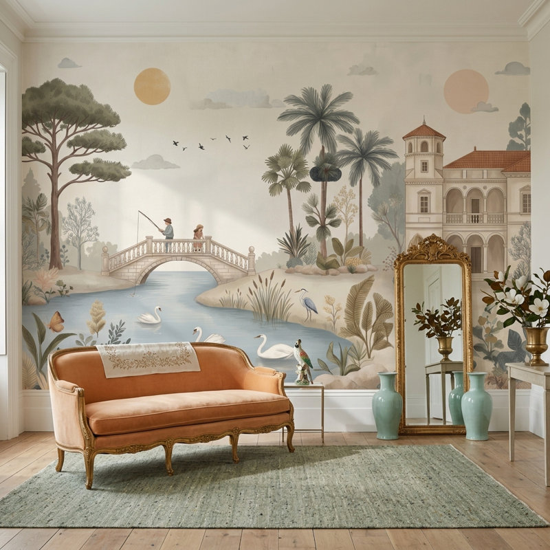 Papier peint mural Wall River, 120 po x 96 po, Peler et coller