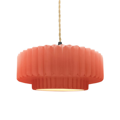 Gela 1-Light Ceramic and Metal Drum Pendant
