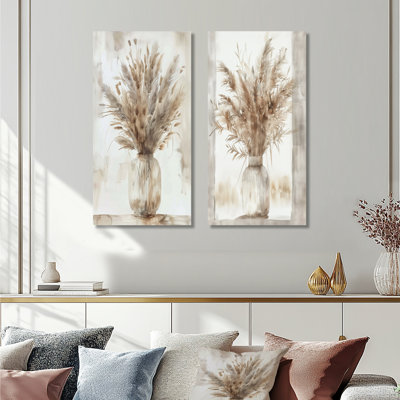 Ensemble d'art mural beige et blanc Boho Plant Chic I - Boho Feather