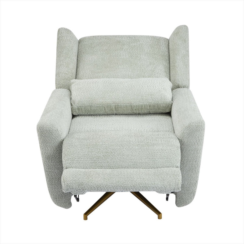 Fauteuil inclinable à oreilles pour salon, pivotant à 360 degrés, base dorée, inclinaison électrique par bouton-poussoir, assemblage requis