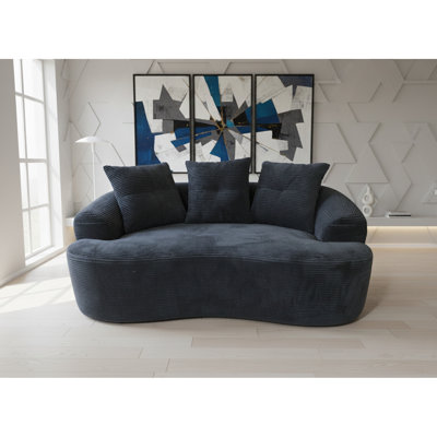 Coussins noirs incurvés de 167 cm (65,81 po), à ressorts ensachés moelleux, 3 coussins décoratifs, aucun assemblage requis, coin détente noir pour chambre à coucher, optimisation de l'espace.