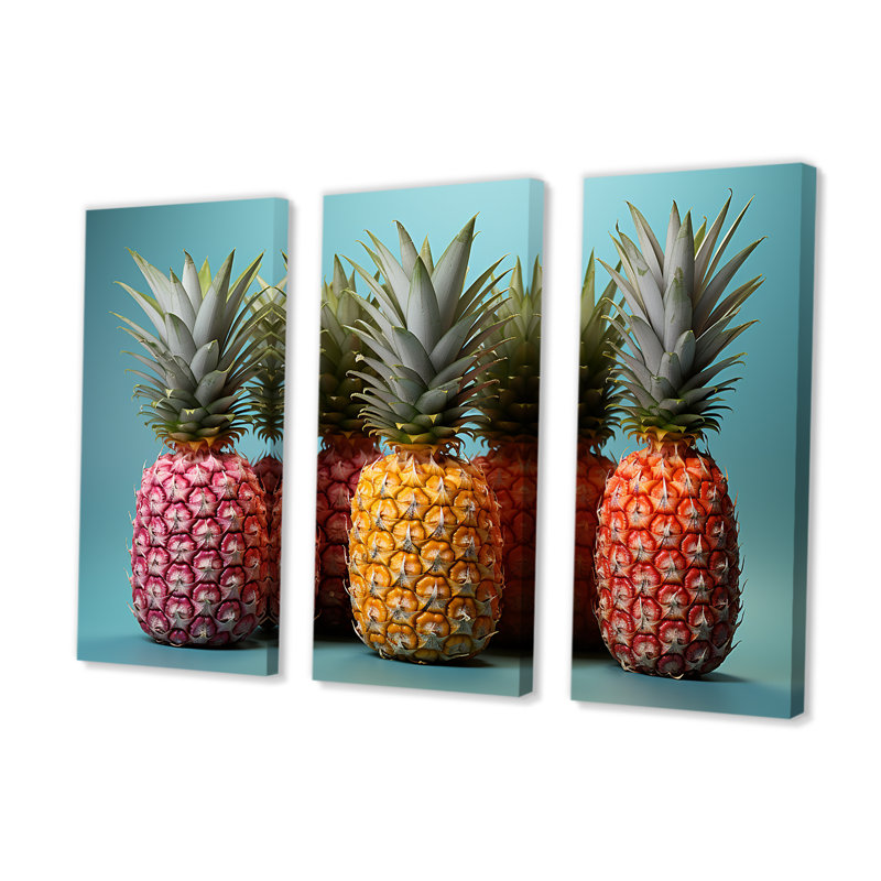 «Sweet Pinapple», ensemble d'art sur toile ananas, H 28 po x l 36 po