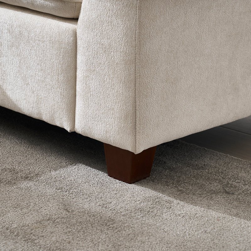 Canapé modulaire modulaire avec méridienne réversible 3 sièges en L pour salon, Tissu beige