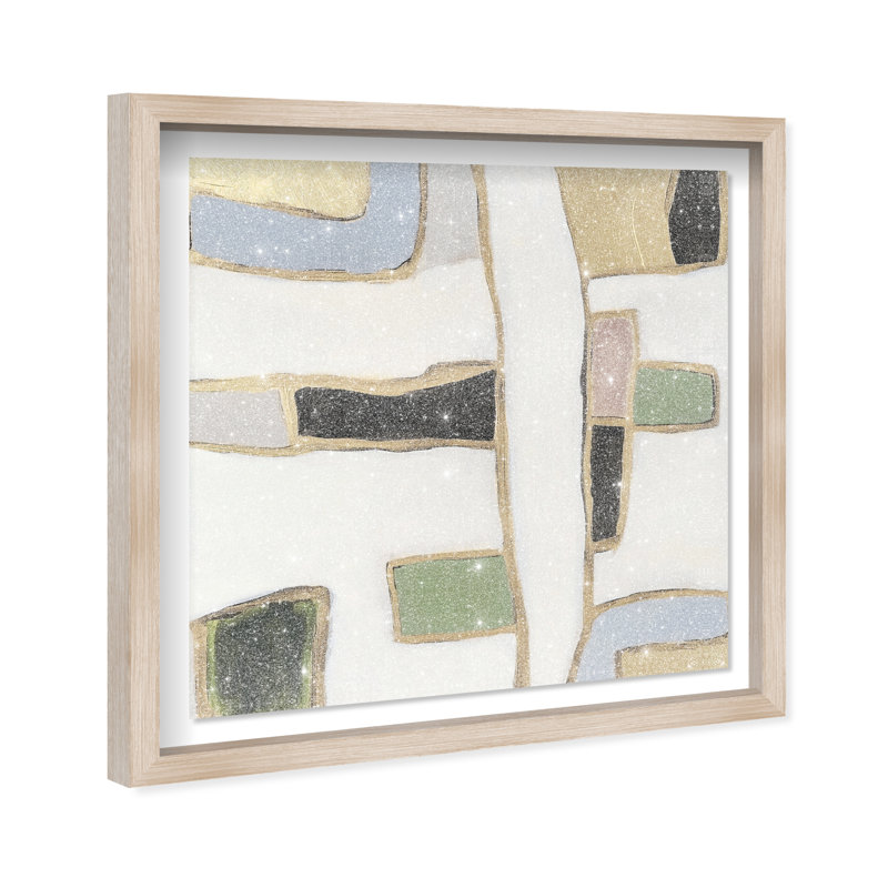 A Night With Klimt II Shadowbox Abstract Print by Oliver Gal, Black Frame, 12 x 12, 13.5"H x 13.5"W, Natural Oak Frame