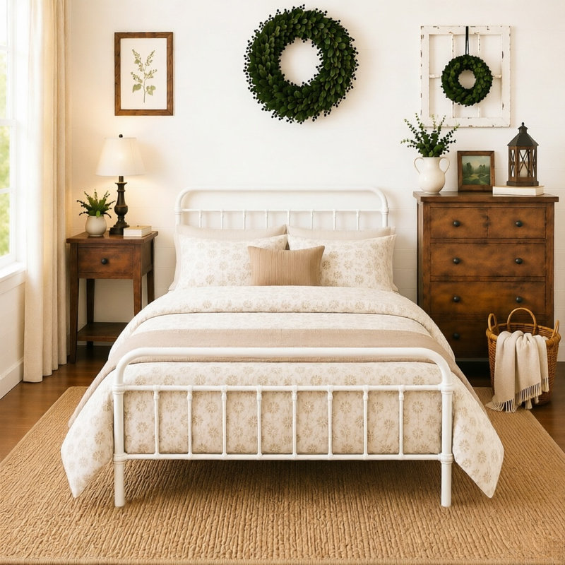 Colina Metal Bed, Full/Double, White
