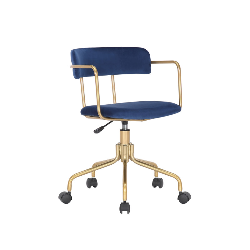 Chaise de travail Levins, Velours bleu marine