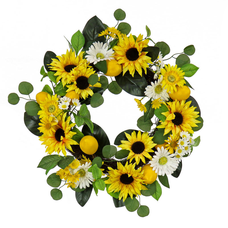Couronne 24 po marguerite, tournesol et citron