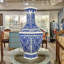 Hex Blue and White Filigree Vase