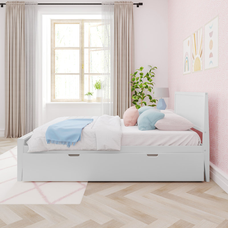 Lit gigogne en bois massif Rosenthal, Blanc, Double