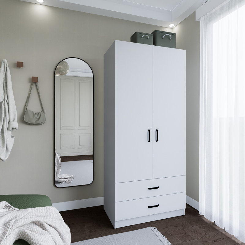 Berend 2 Door Manufactured Wood Wardrobe, Matte White