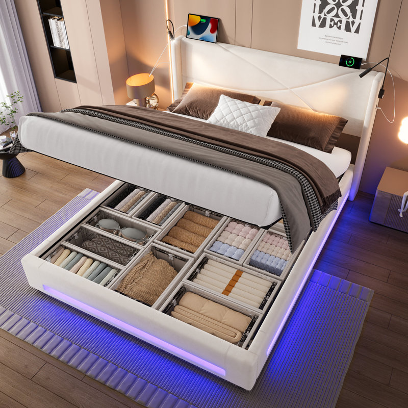 Bed, Beige, Double (4'6)