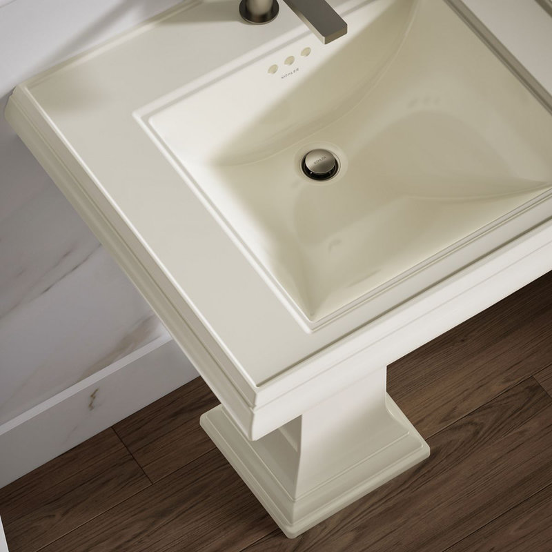 Memoirs® Rectangular Pedestal Bathroom Sink with Overflow, Biscuit, Single Hole Faucet