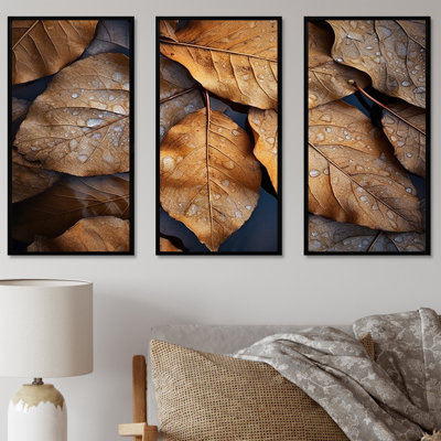 Leaves Autumn Sunlight Harmony VI - Ensemble de décorations murales feuilles