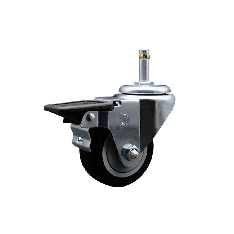 Grip Ring Stem Caster with Brake, Black