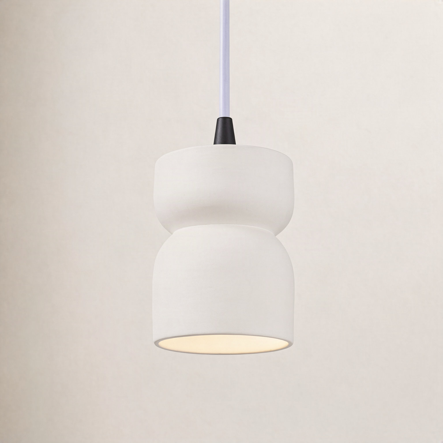 Nysta Ceramic Dimmable Pendant, Bisque, Matte Black